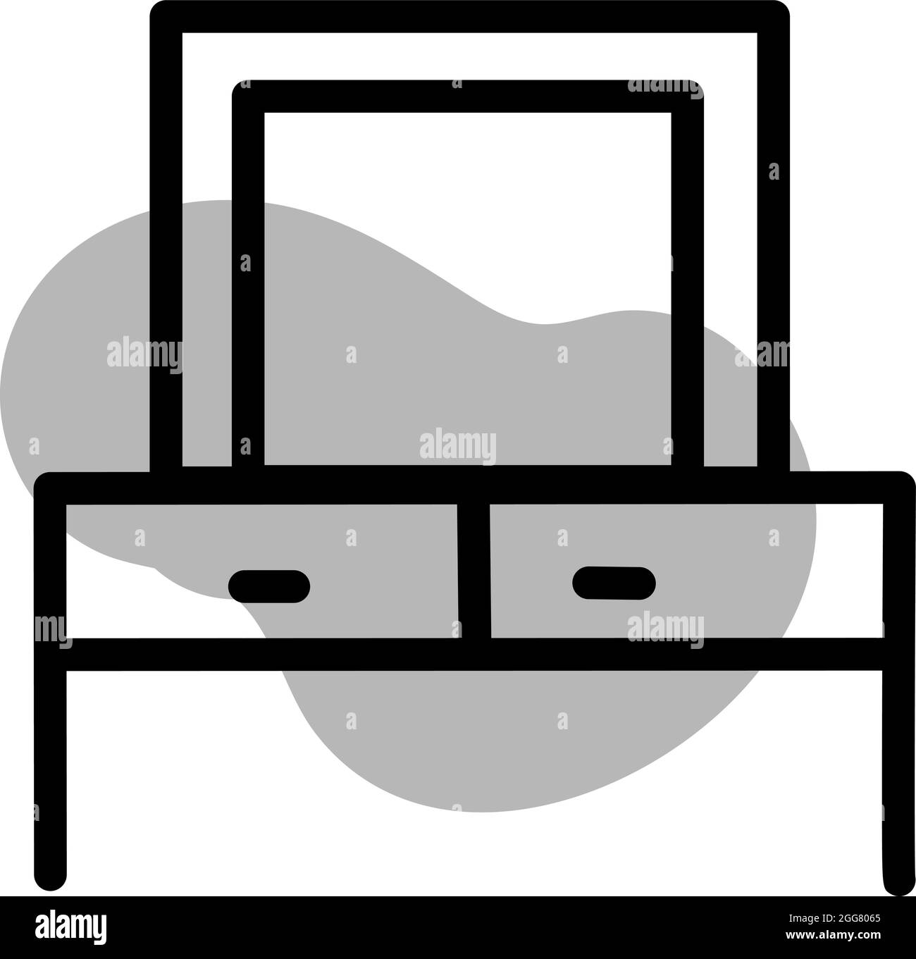 Vanity with mirror, illustration, on a white background. Stock Vector