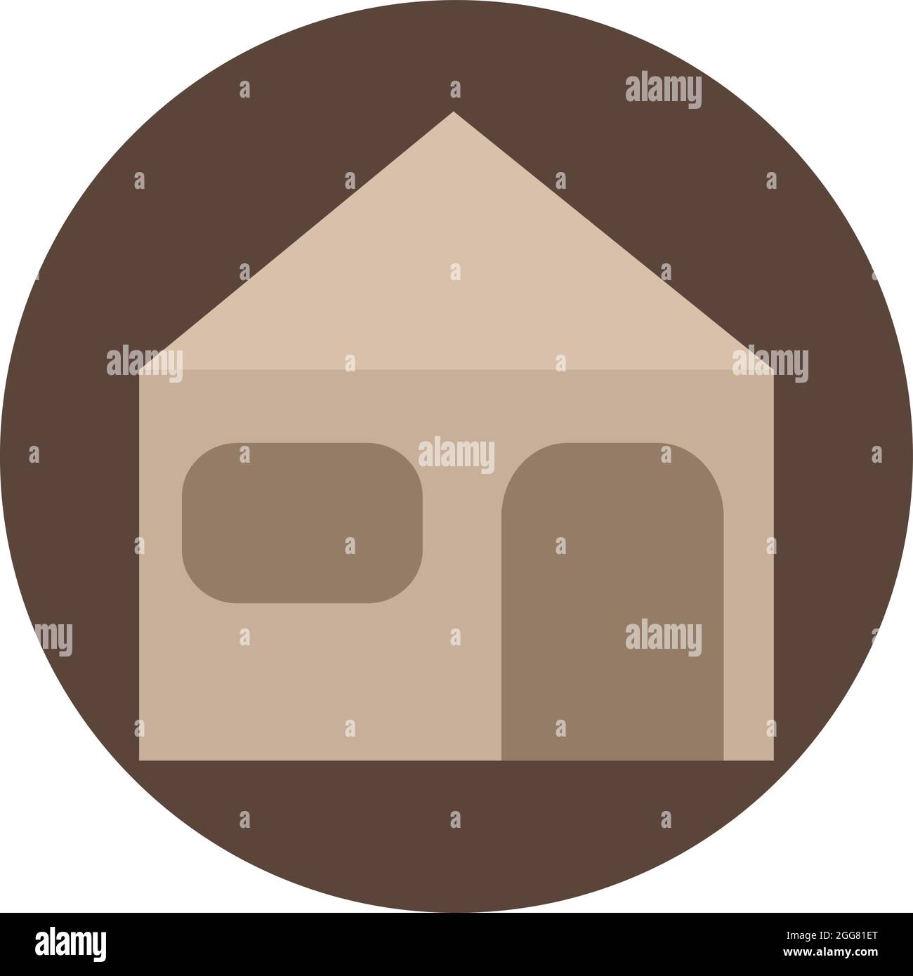 Brown house with one window, illustration, on a white background Stock ...