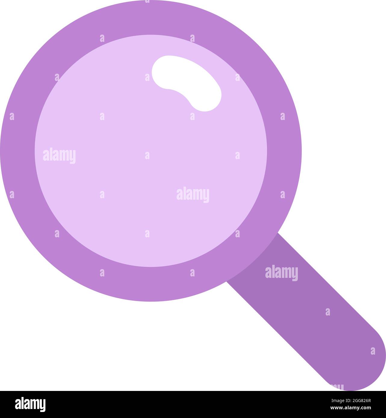 Purple magnifier, illustration, on a white background Stock Vector