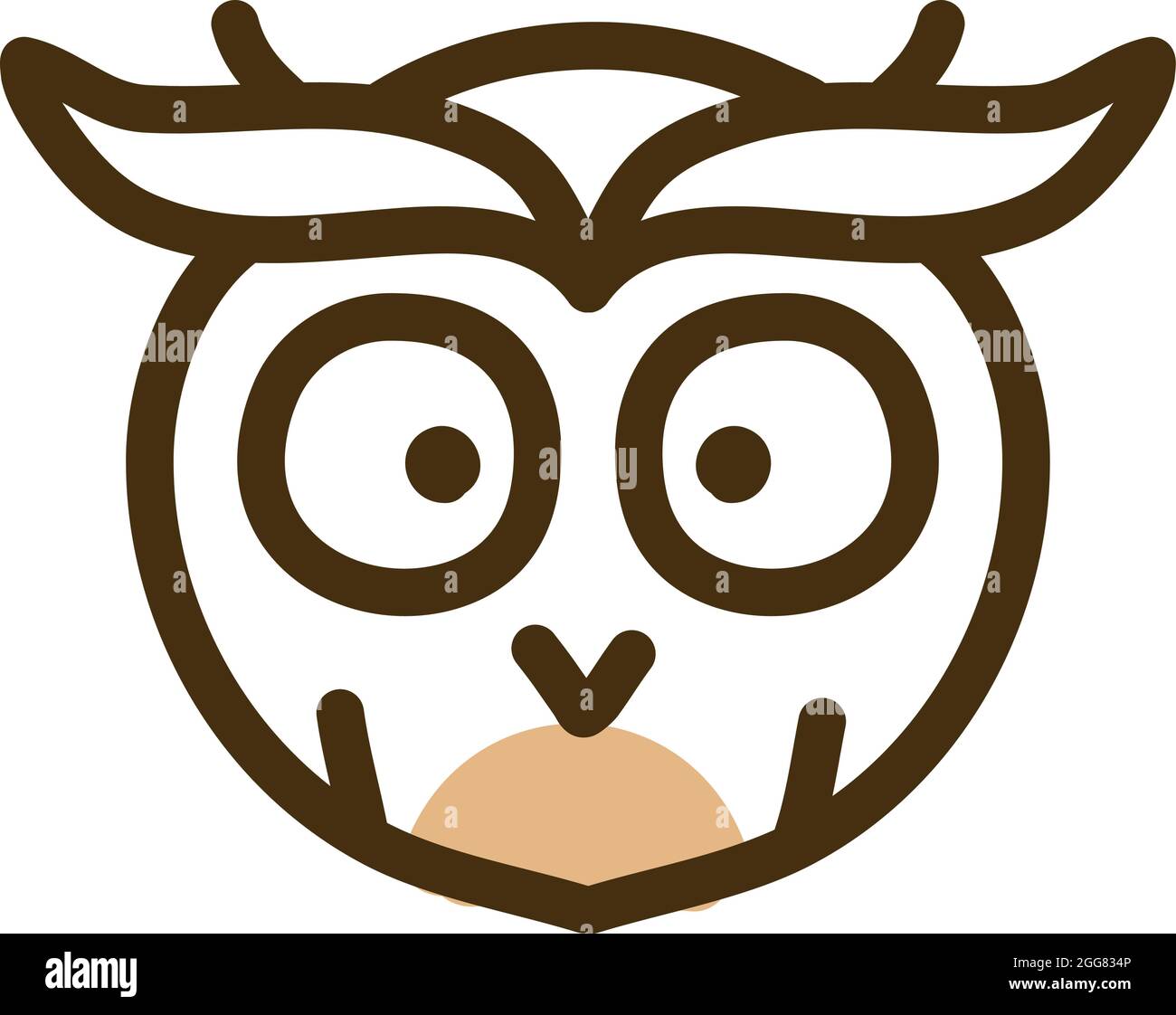 Owl head with eyebrows, illustration, on a white background. Stock Vector