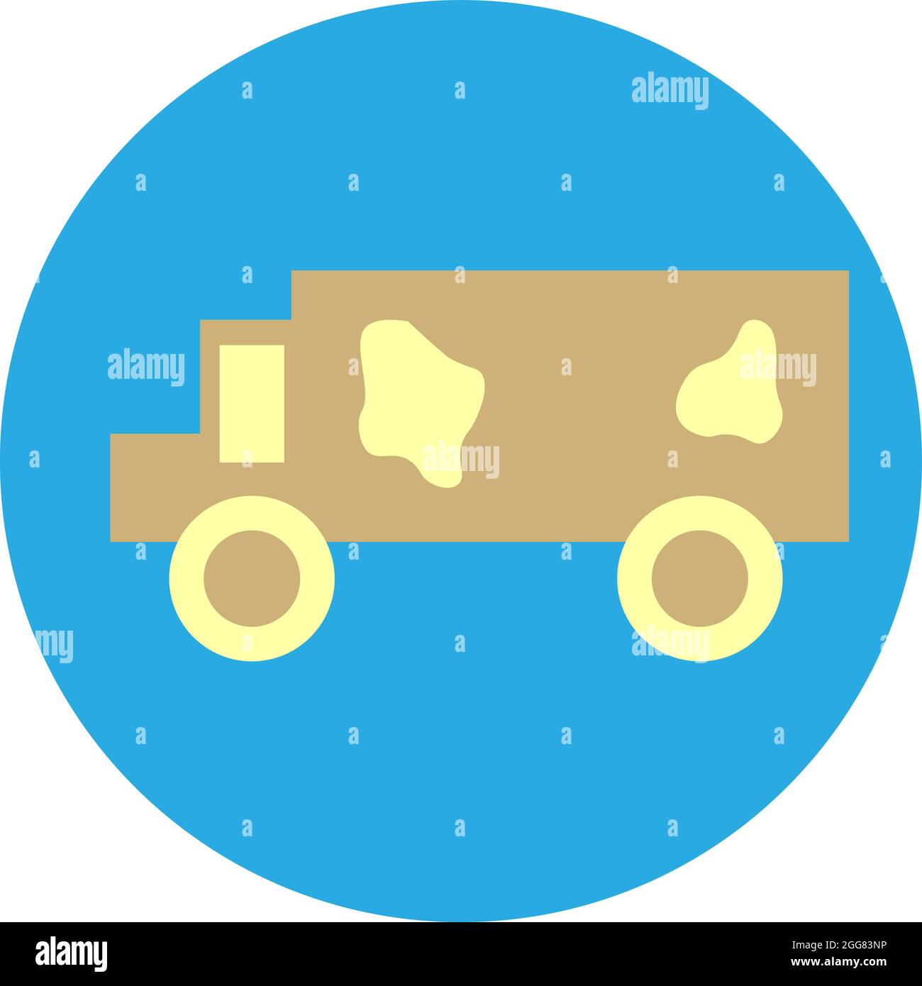 Milk delivery truck, illustration, on a white background. Stock Vector