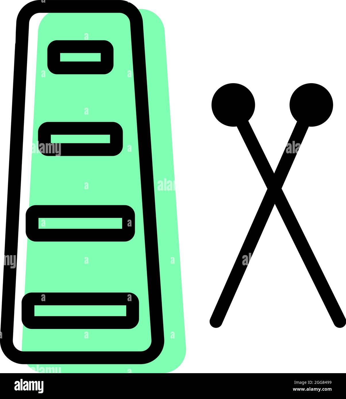 Green xylophone , illustration, on a white background Stock Vector