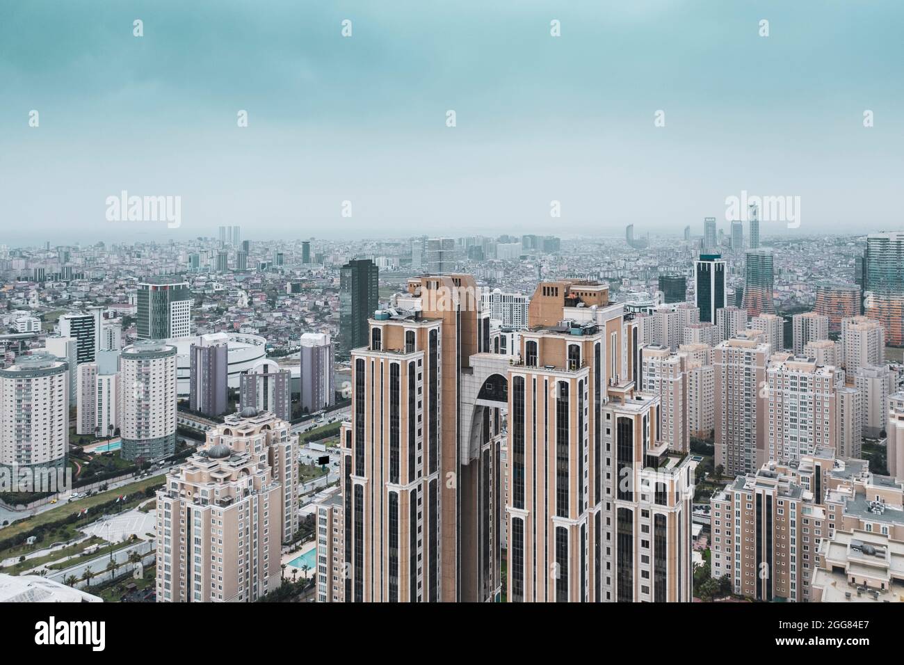 Turkey, Istanbul, Aerial view of Atasehir skyscrapers Stock Photo