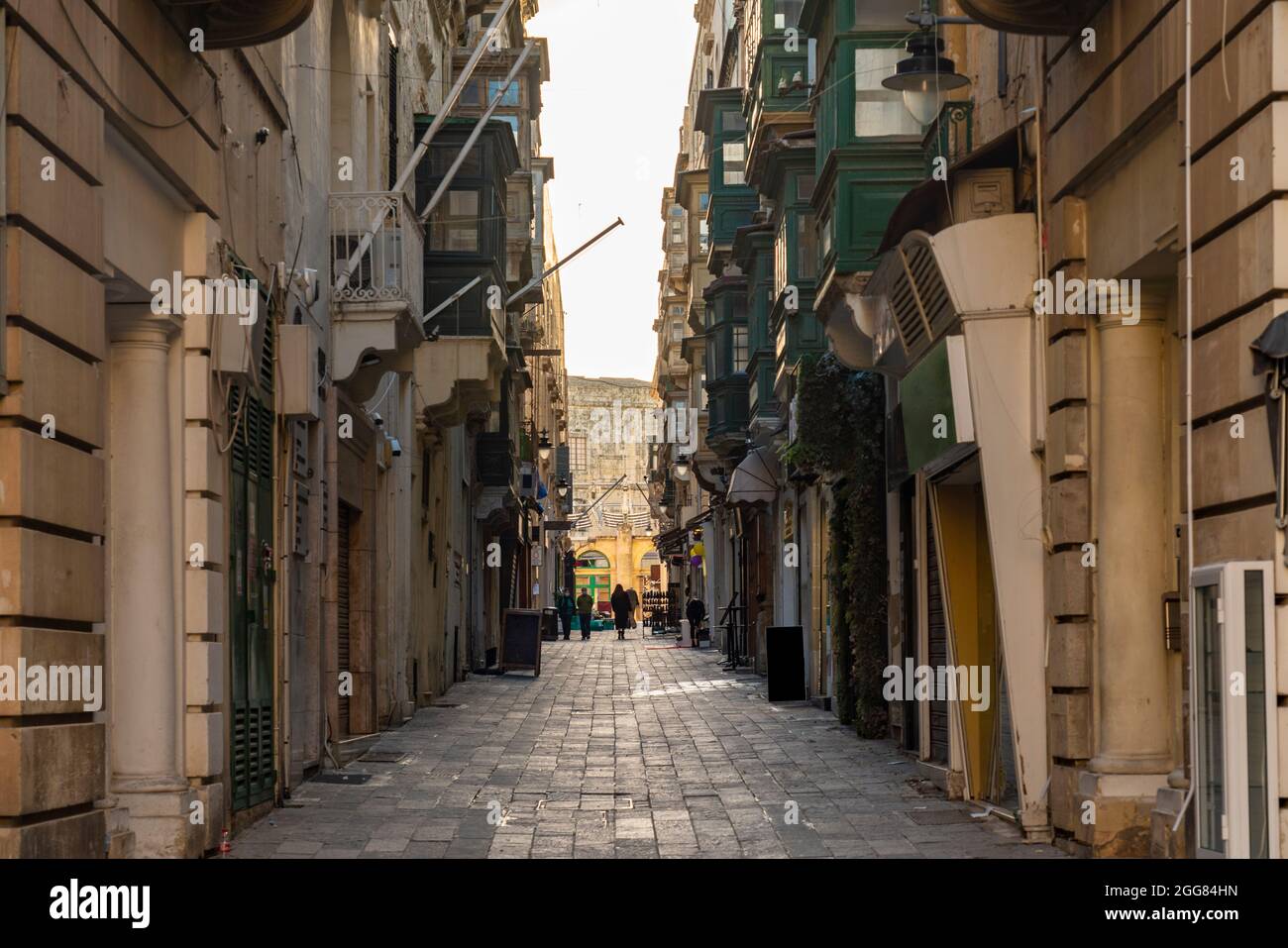 Malta, South Eastern Region, Valletta, Street in old town Stock Photo