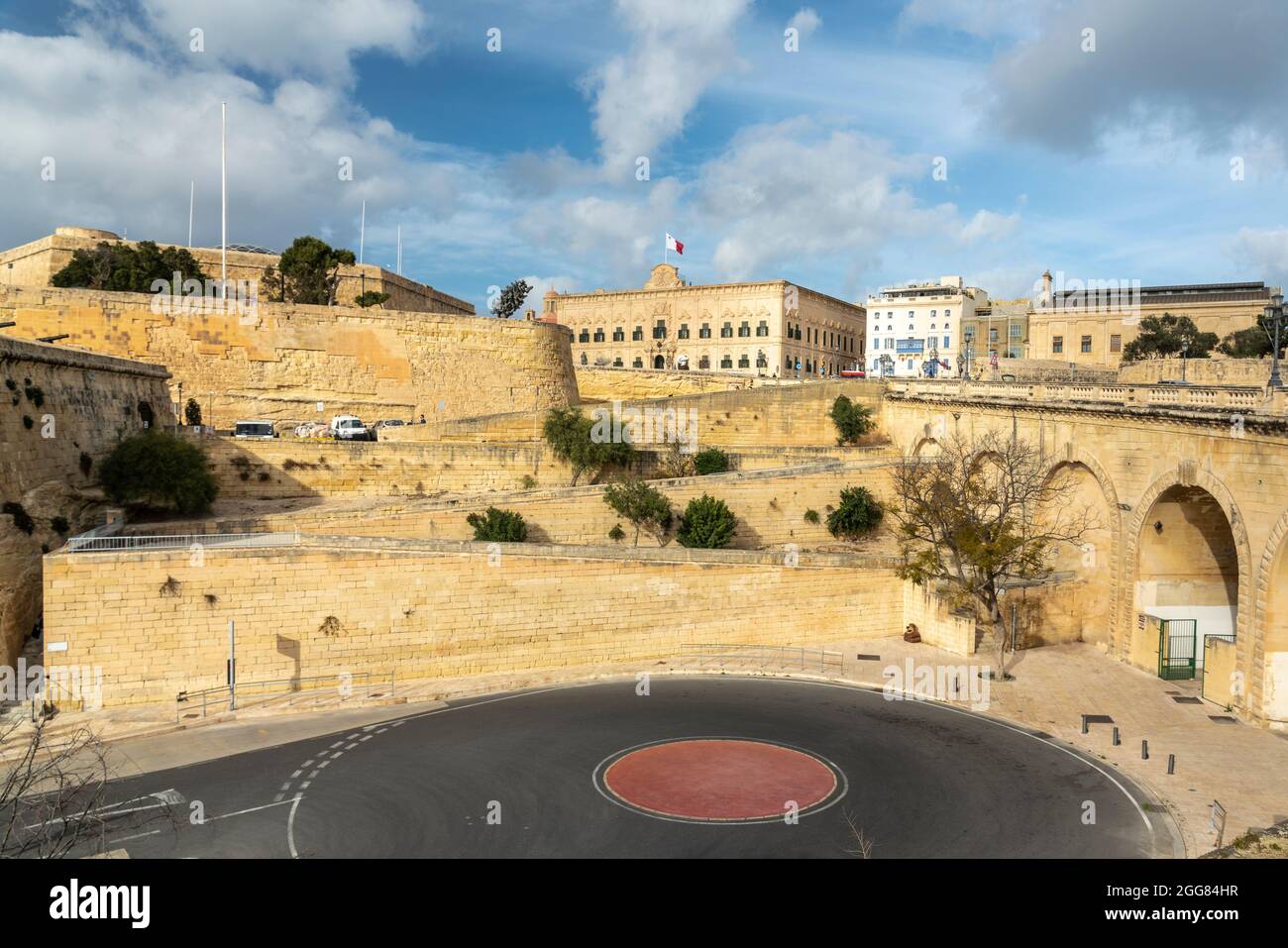 Malta, South Eastern Region, Valletta, City walls and old town architecture Stock Photo