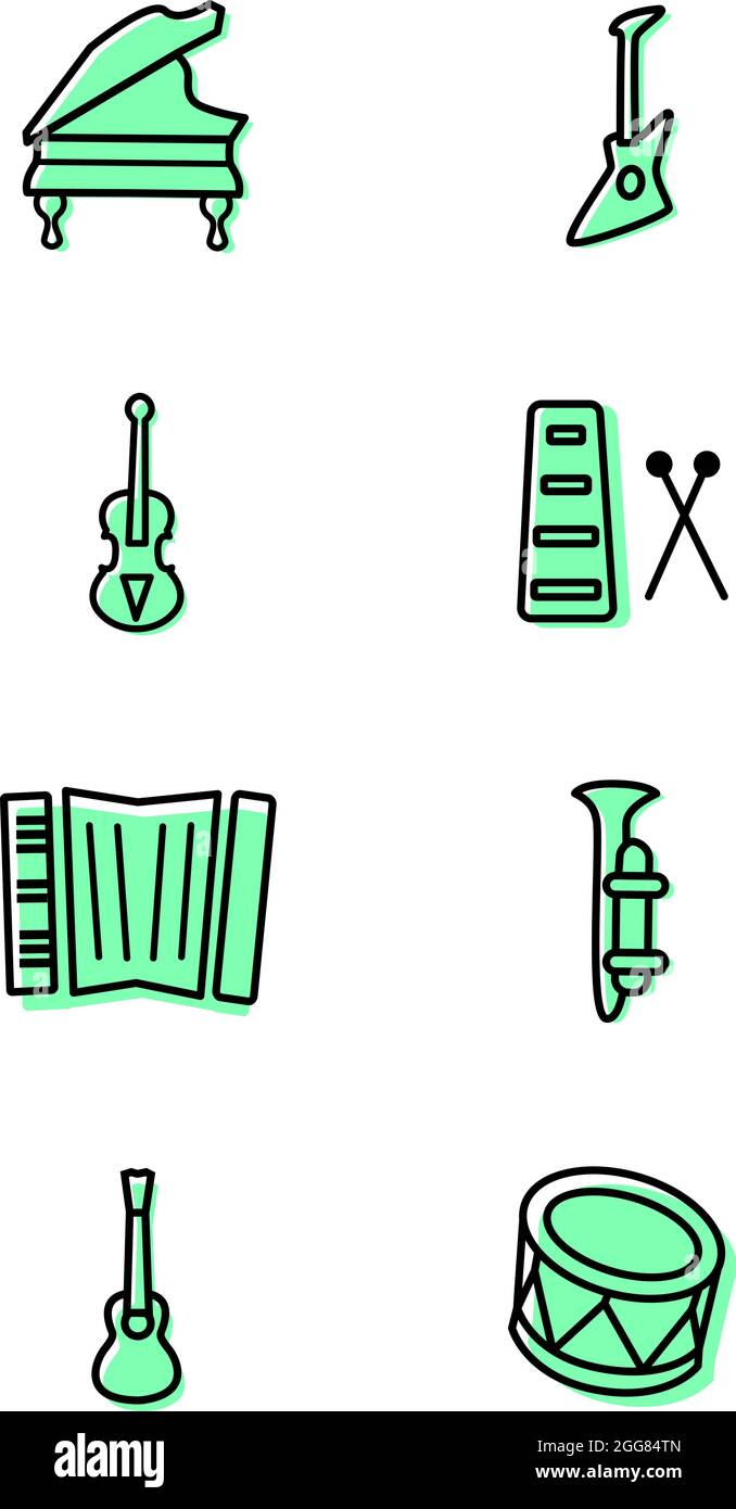 Musical instruments illustration Cut Out Stock Images & Pictures - Alamy