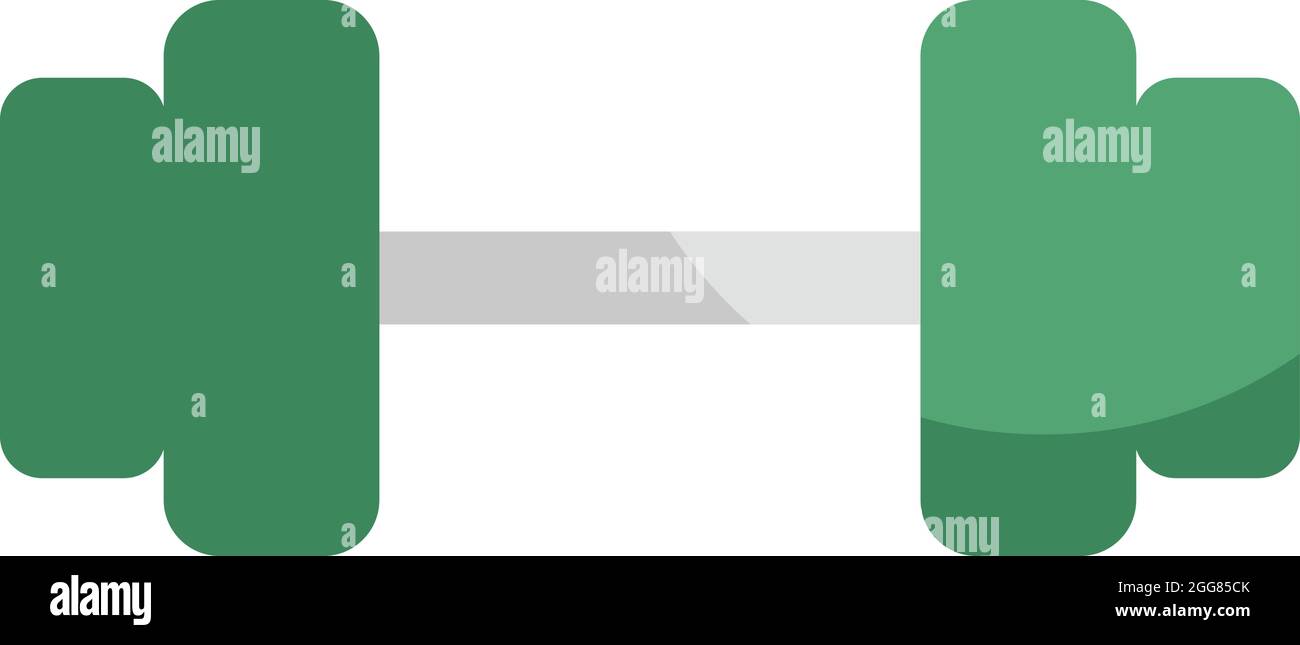 Green dumbbell, illustration, on a white background. Stock Vector