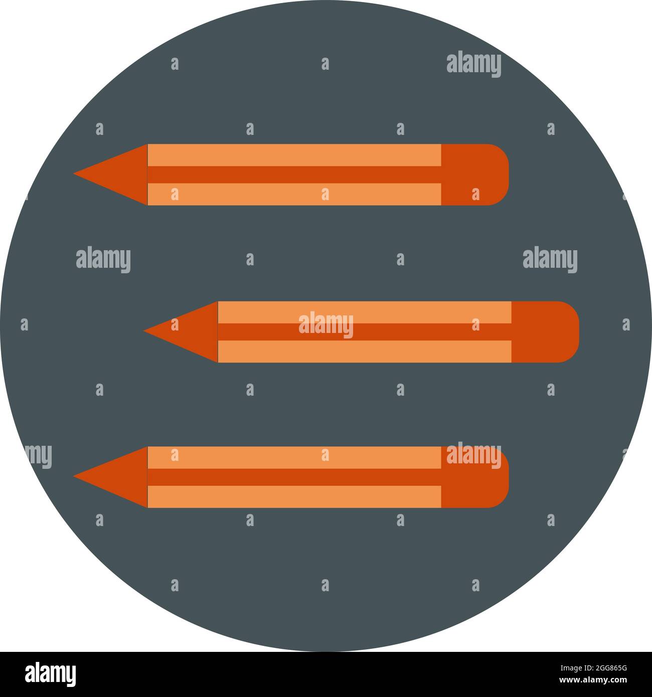 Three red pencils, illustration, on a white background. Stock Vector