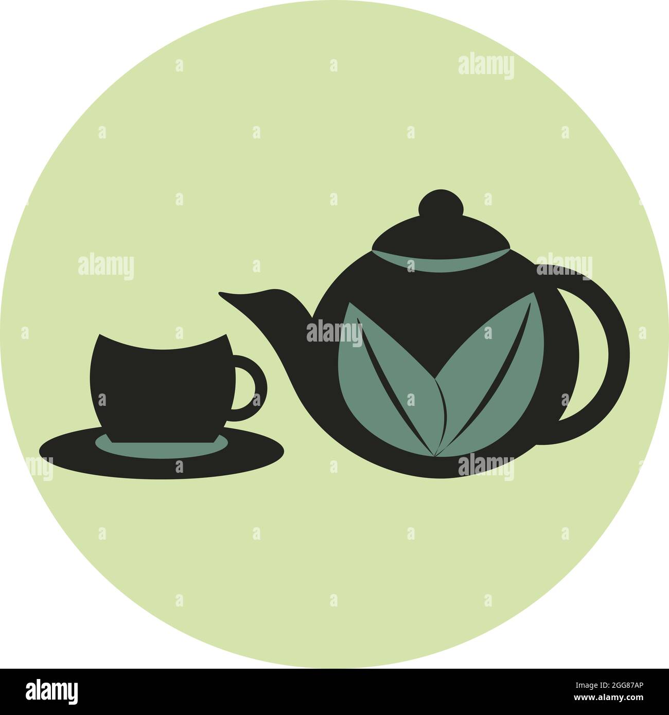 Tea kettle and cup, illustration, on a white background. Stock Vector
