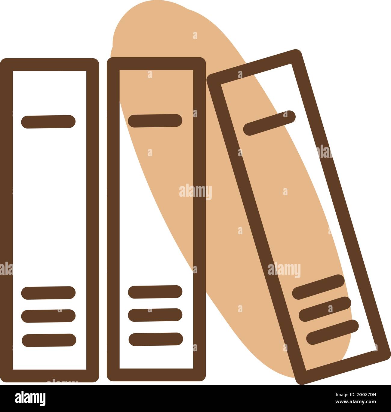Three brown books, illustration, vector on a white background. Stock Vector