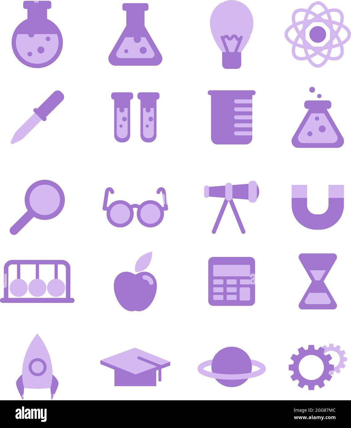 Science supplies, illustration, vector on a white background Stock