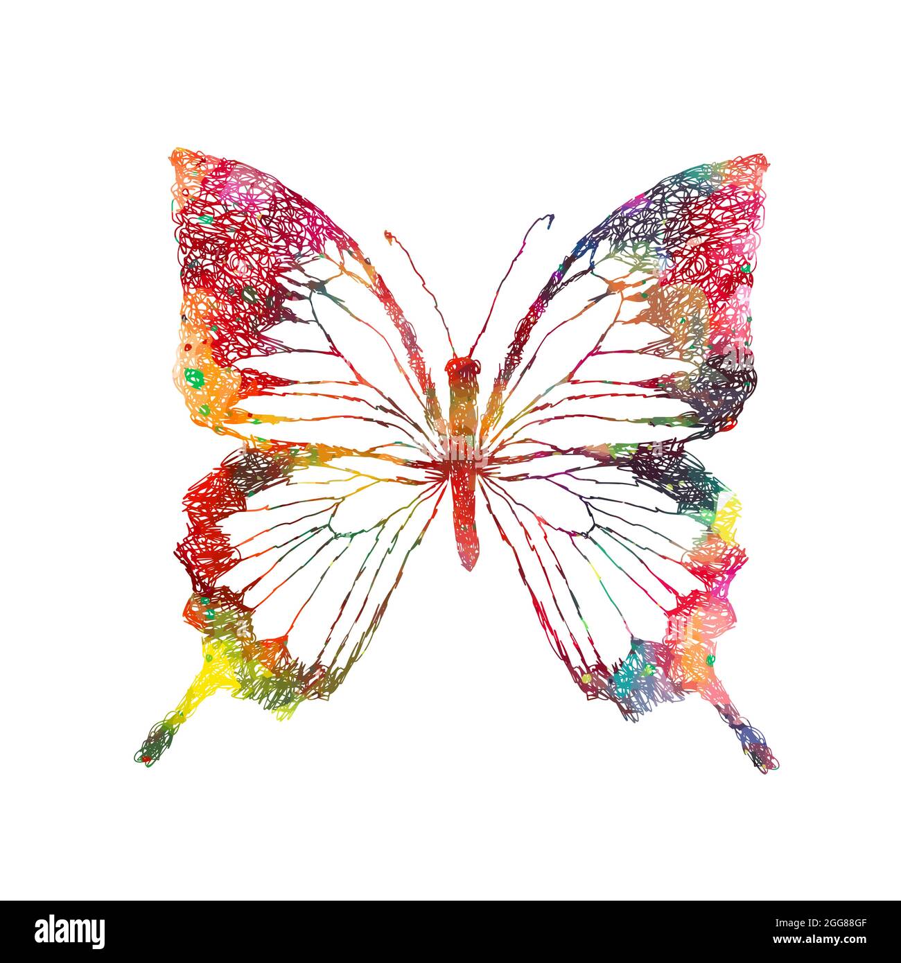 Abstraction multicolored butterflies. Multi-colored blots. Mixed media. Vector illustration Stock Vector