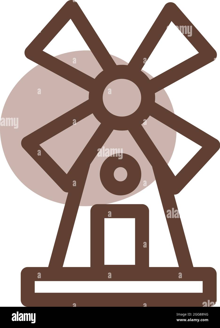 Brown windmill, illustration, vector on a white background. Stock Vector