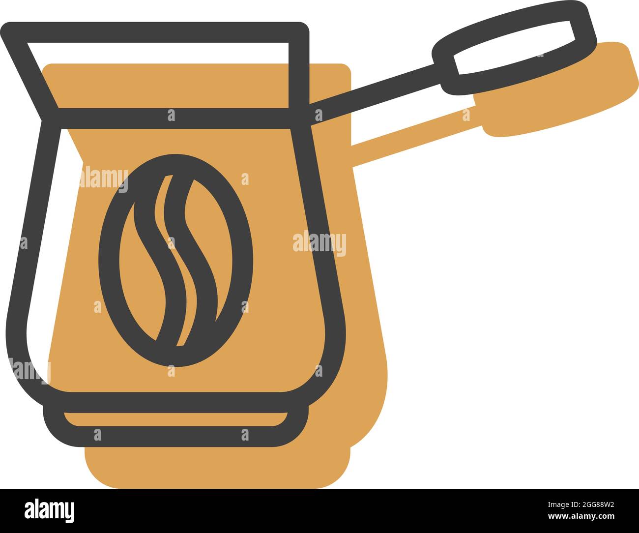 Coffee in cezve, illustration, vector on a white background. Stock Vector