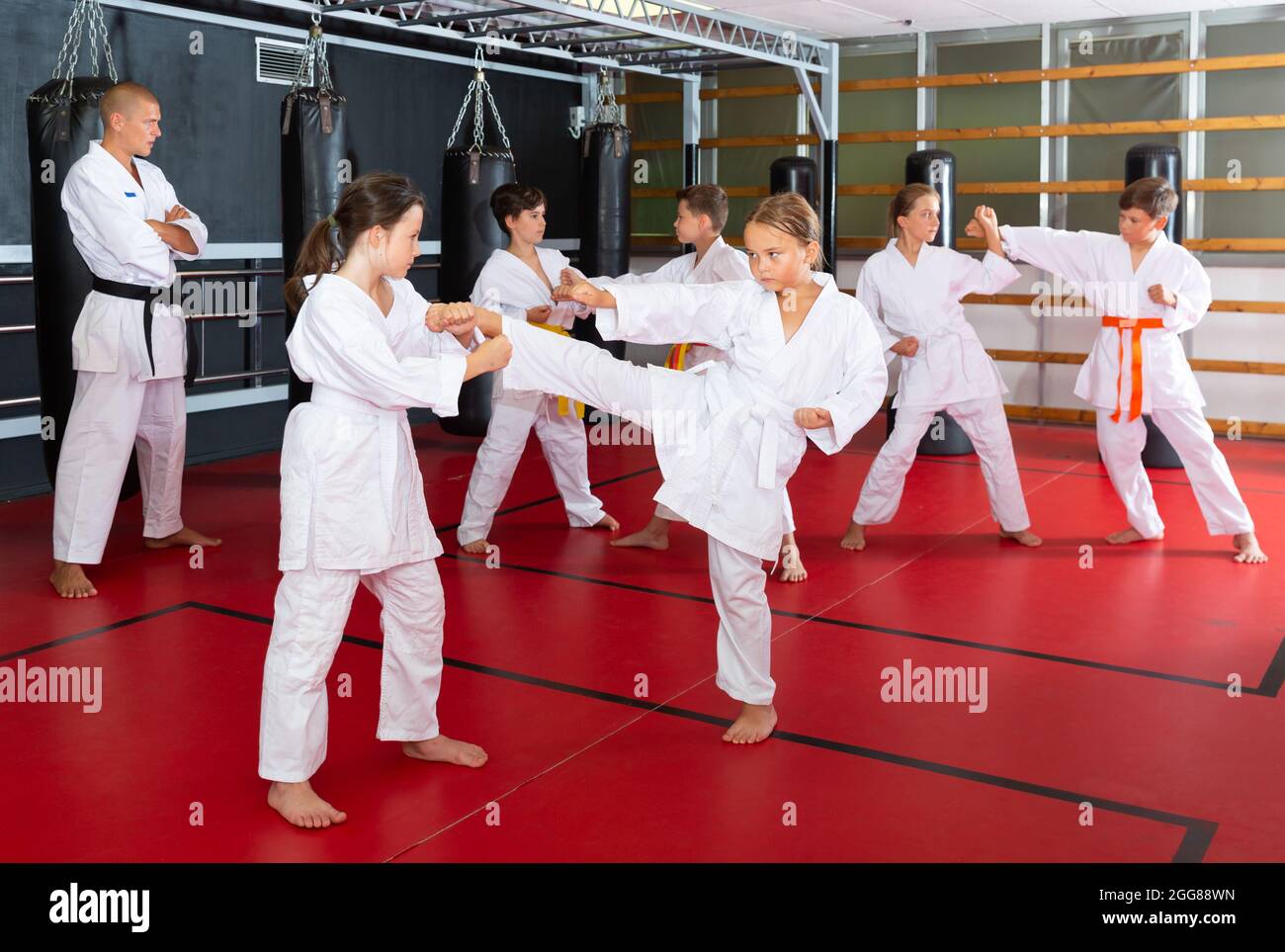 Kids sparring during karate training Stock Photo - Alamy