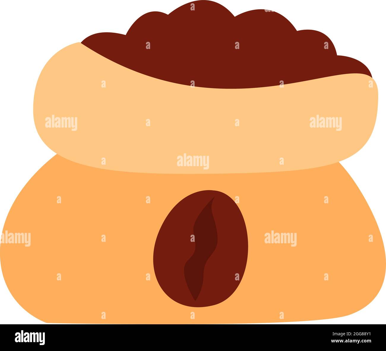 Bag of coffee beans, illustration, vector on a white background Stock ...