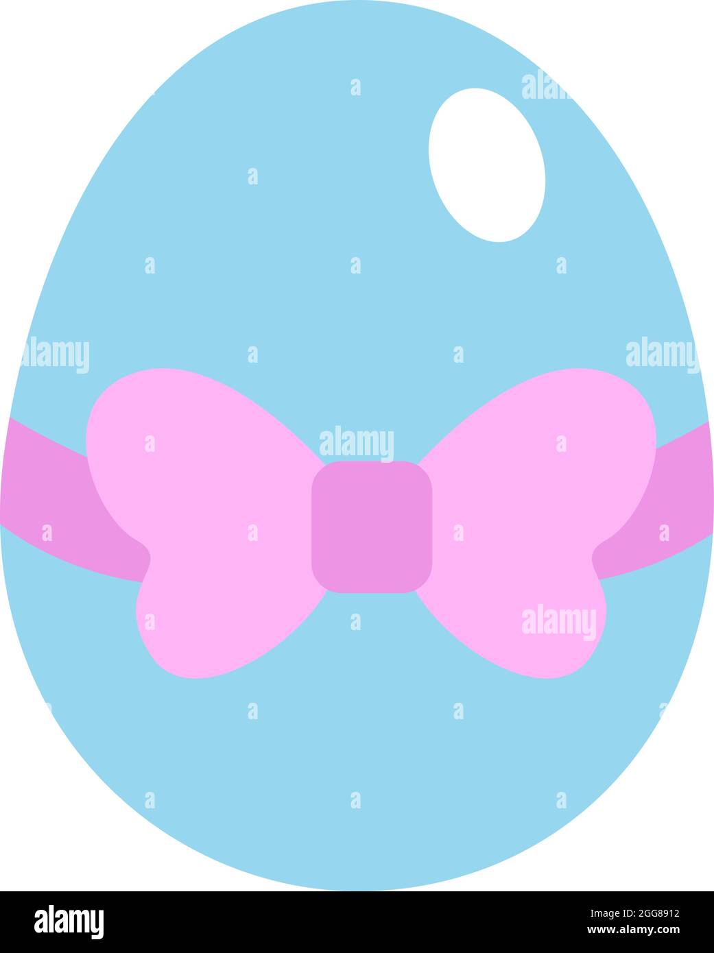 Blue easter egg with pink bow, illustration, vector on a white background. Stock Vector