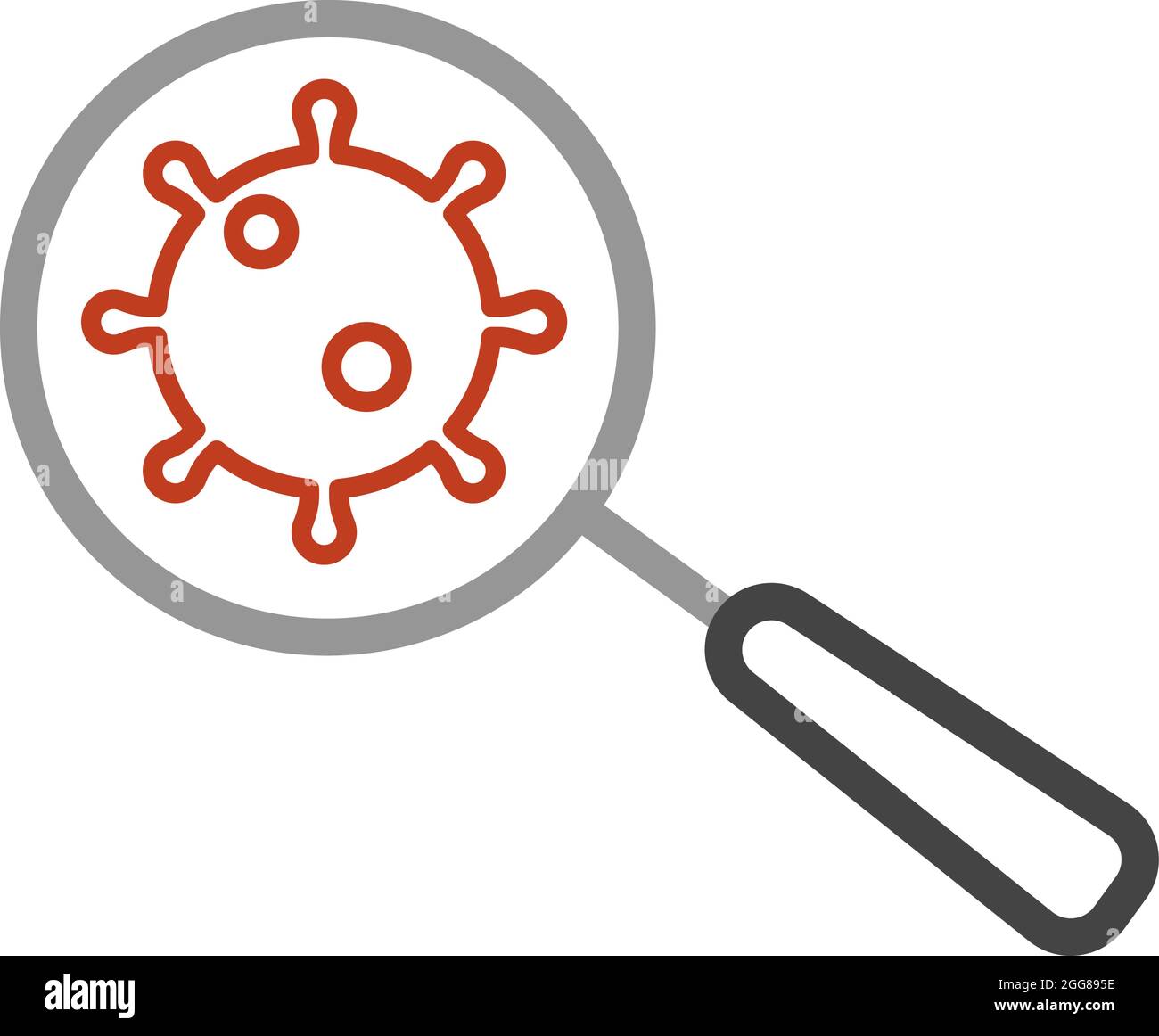 Covid magnifyer, illustration, vector on a white background. Stock Vector