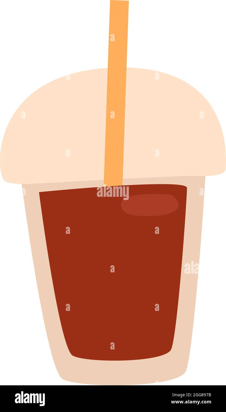 Cold coffee in cup to go, illustration, vector on a white background. Stock Vector