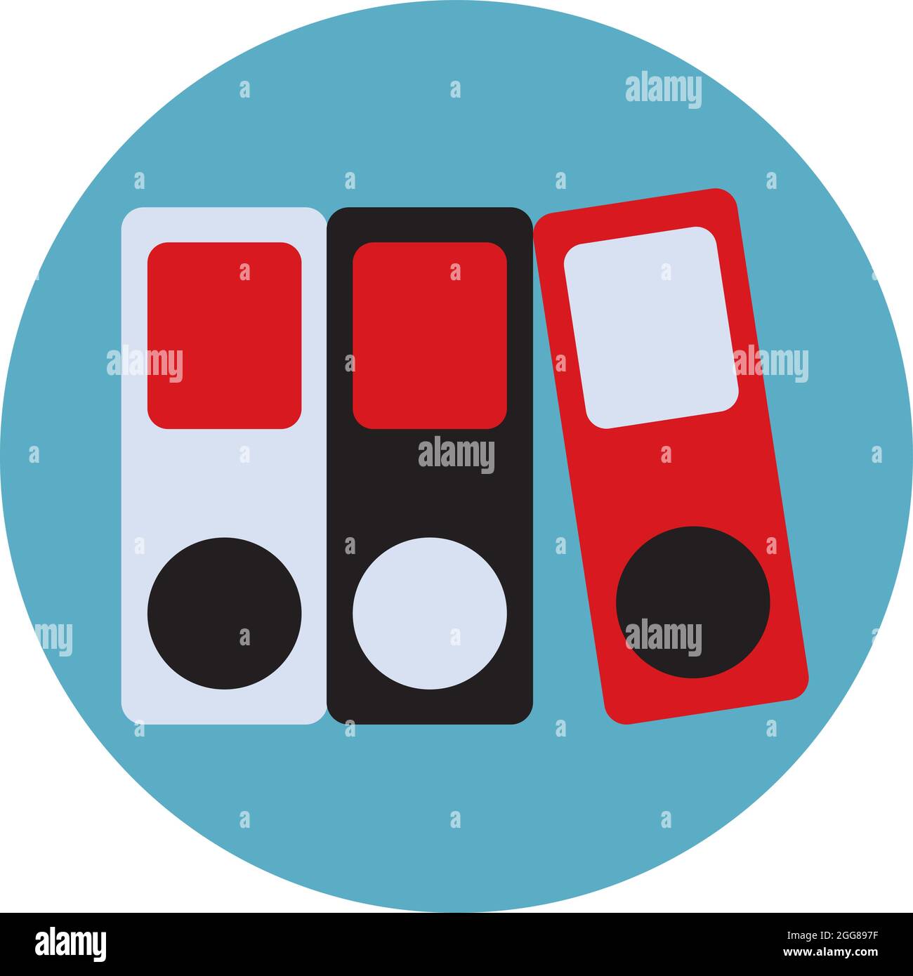 Three folders, illustration, vector on a white background. Stock Vector