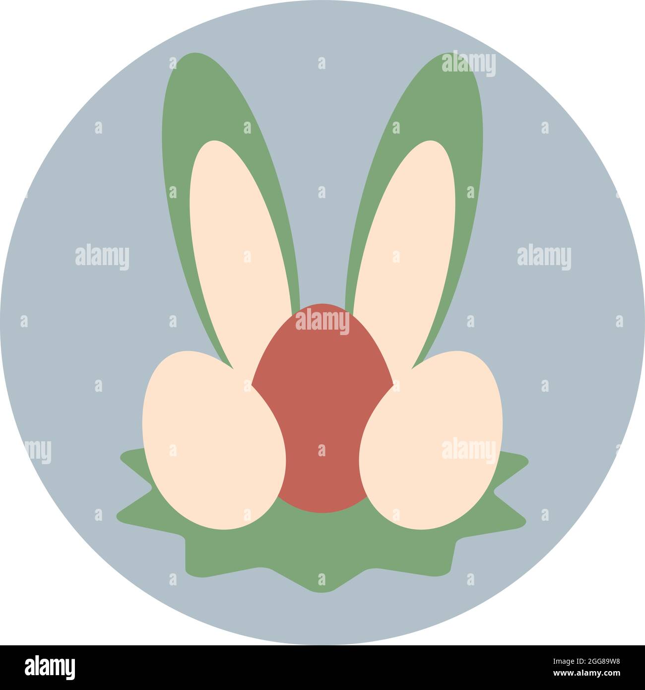 Three eggs with bunny ears, illustration, vector on a white background. Stock Vector