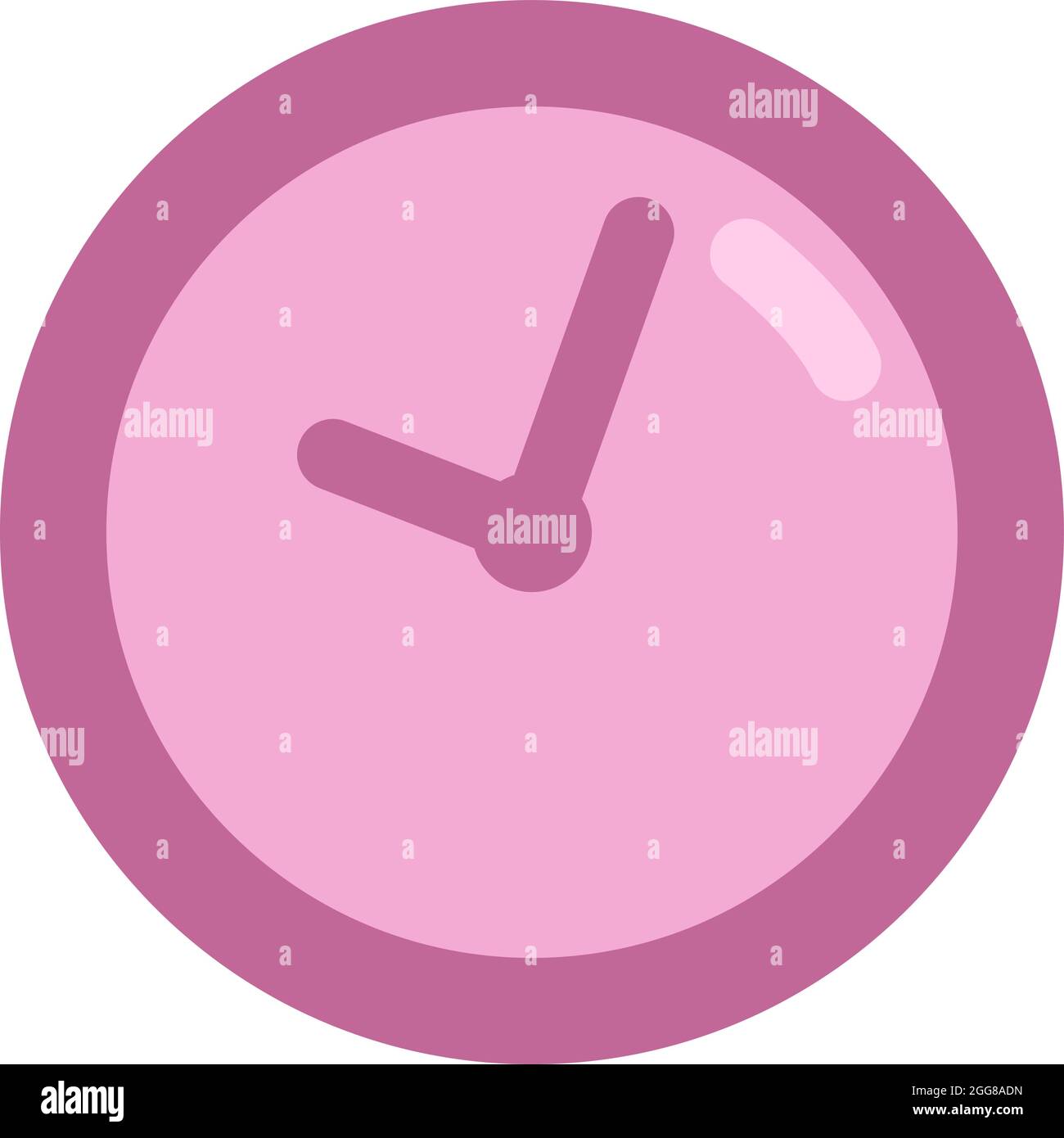 Pink school clock, illustration, vector on a white background. Stock Vector