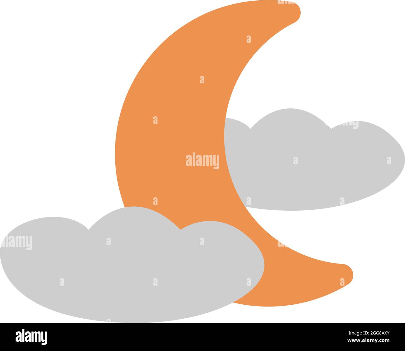 Young moon with clouds, illustration, vector on a white background ...