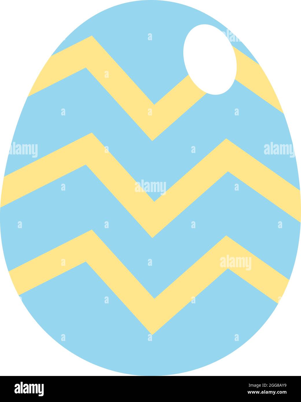 Blue easter egg with yellow stripes, illustration, vector on a white background. Stock Vector