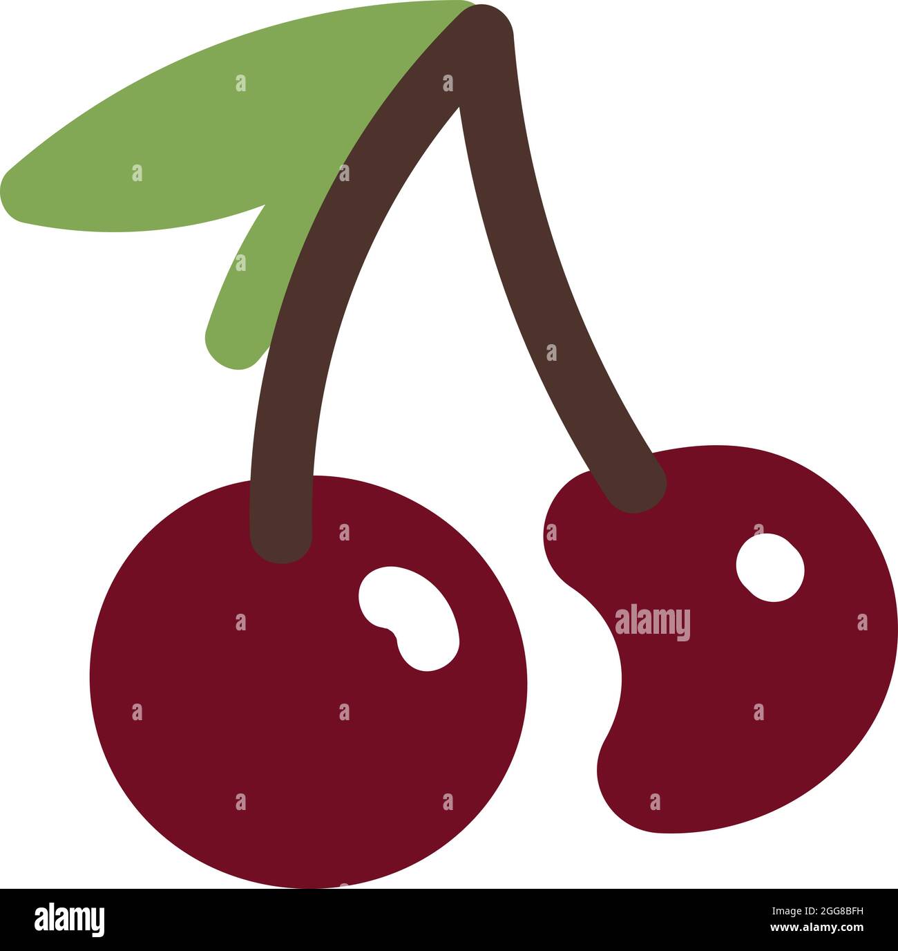 Red cherries, illustration, vector on a white background. Stock Vector