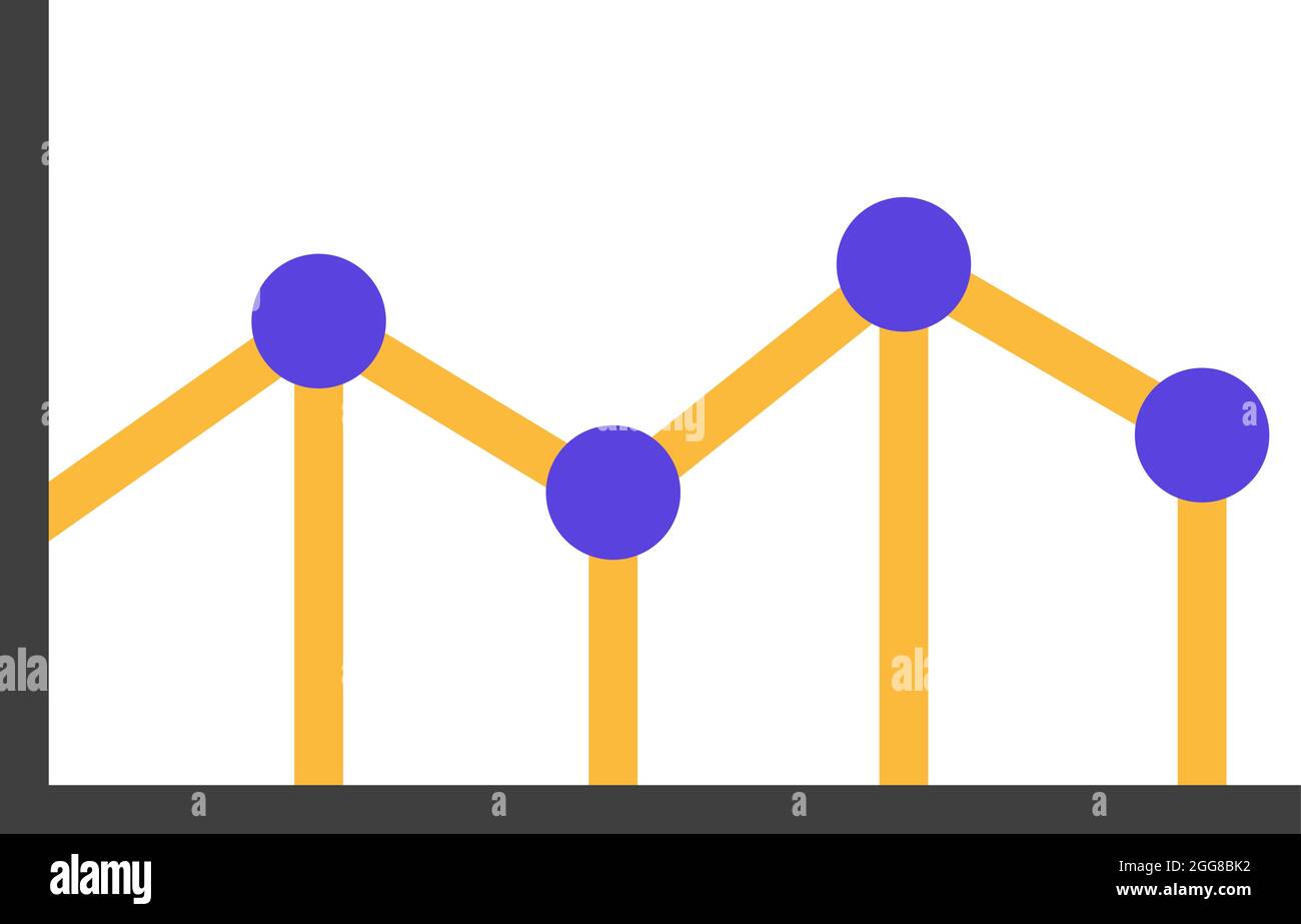 Yellow and blue graph, illustration, vector on a white background. Stock Vector