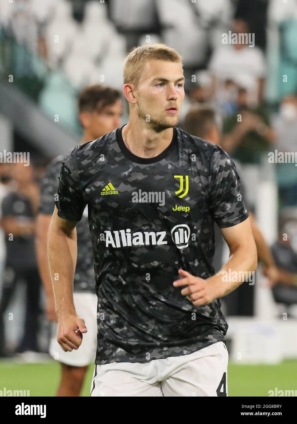 Allianz Stadium, Turin, Italy, August 28, 2021, Matthijs De Ligt (Juventus FC) during warm-up  during  Juventus FC vs Empoli FC - Italian football Ser Stock Photo