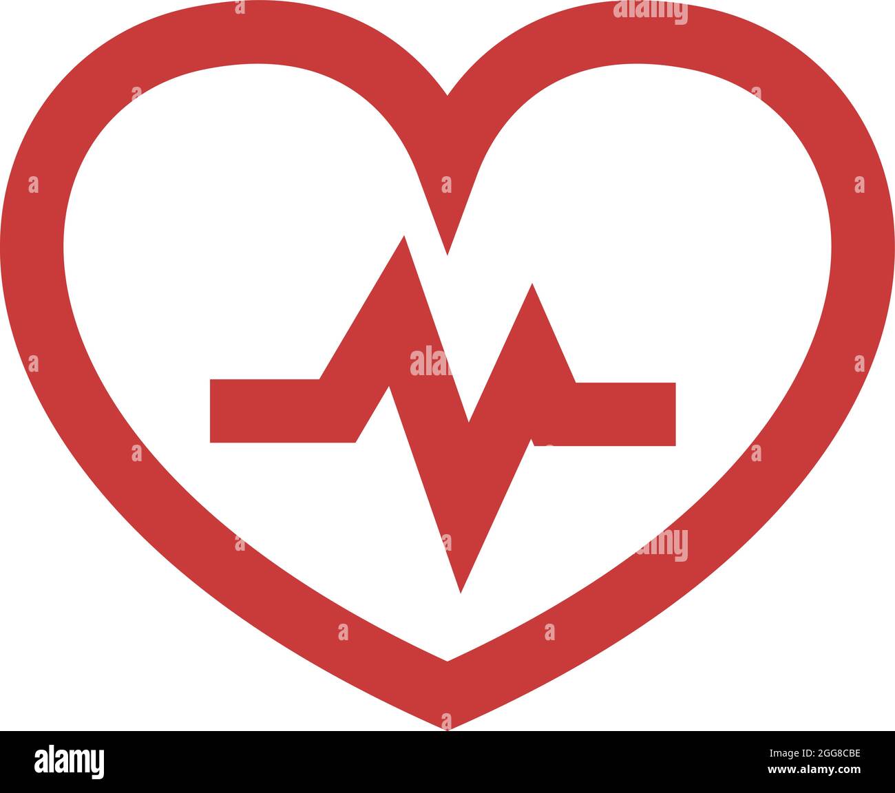 Red heart beat, illustration, vector on a white background Stock Vector ...