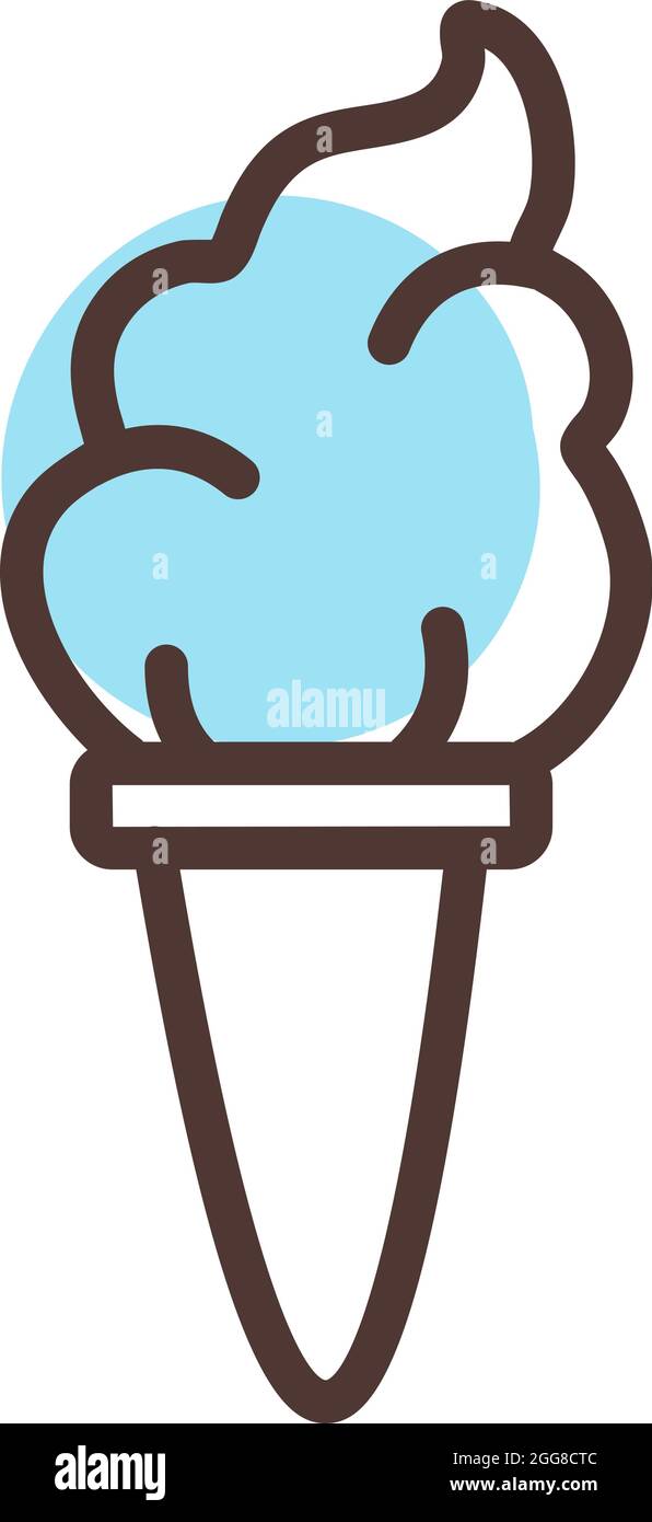Blue cloud ice cream in cone, illustration, vector on a white ...