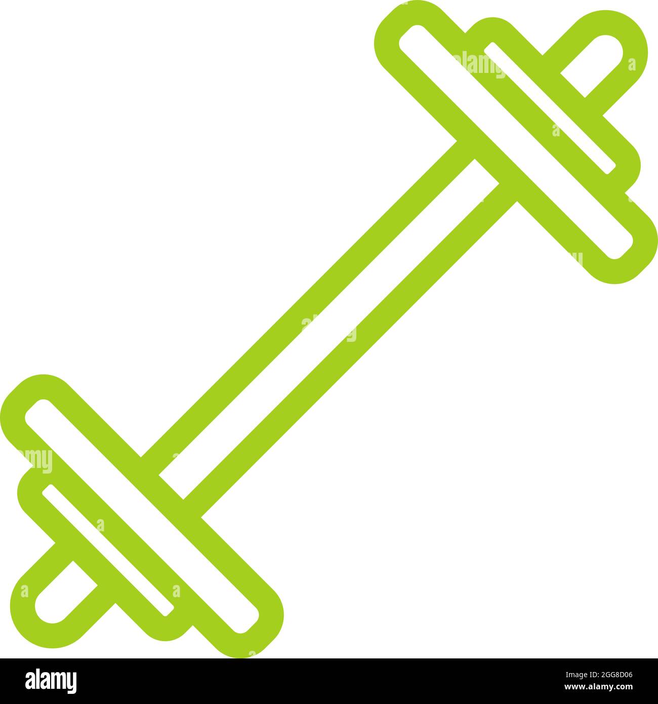 Green dumbbell, illustration, vector on a white background. Stock Vector
