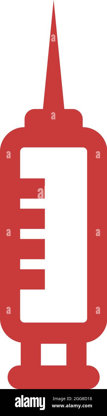 Red syringe, illustration, vector on a white background. Stock Vector