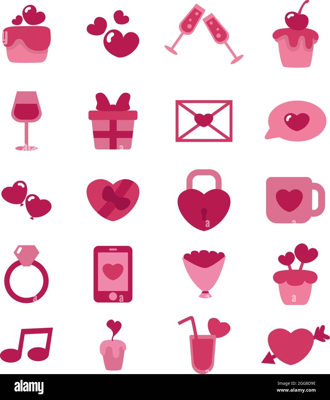 Valentine day icon pack, illustration, vector on a white background ...