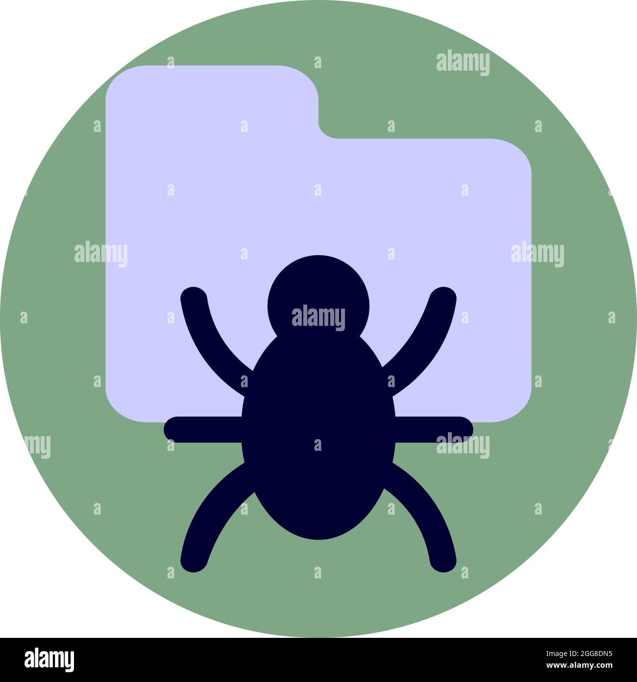 Folder with bug, illustration, vector on a white background. Stock Vector