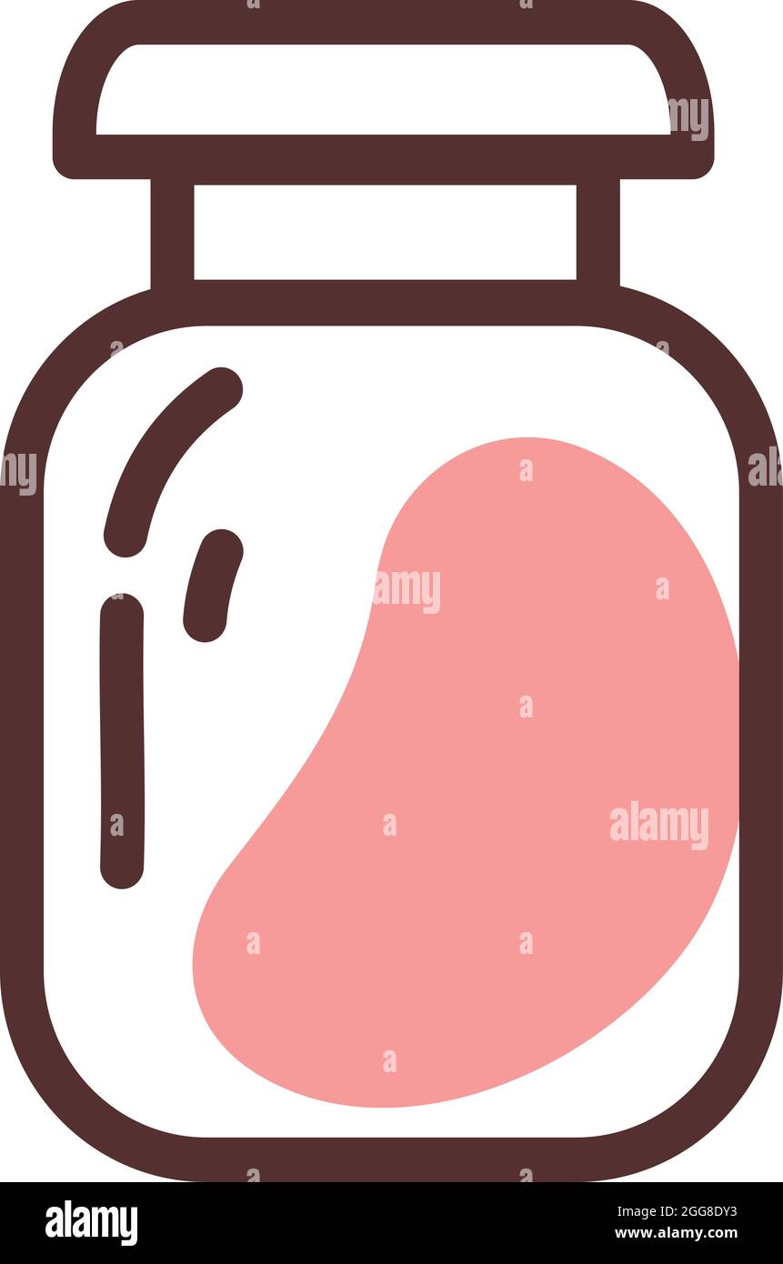 Blueberry jam jar, illustration, vector on a white background. Stock Vector