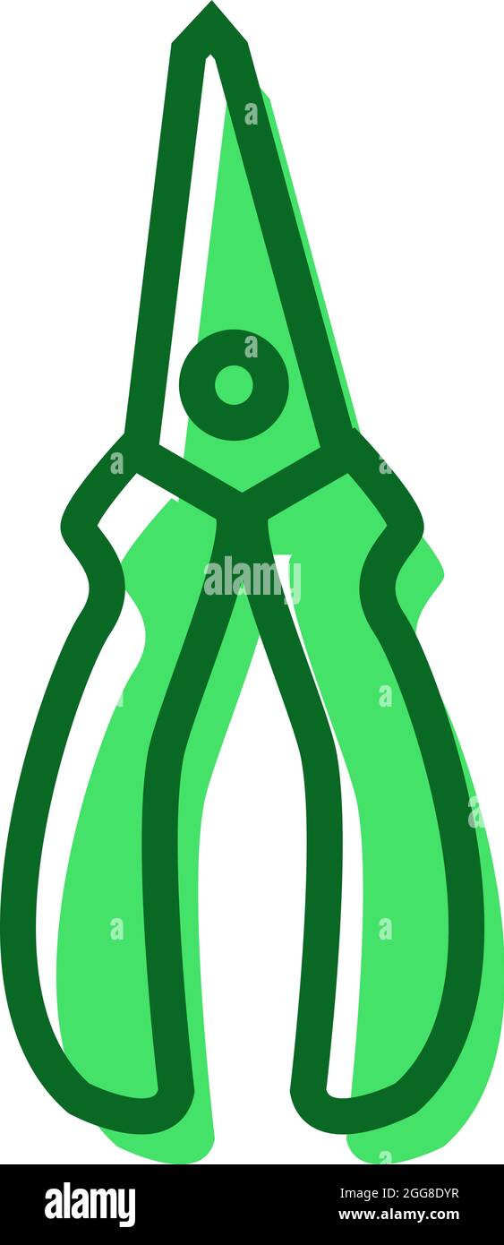 Green pliers, illustration, vector on a white background. Stock Vector