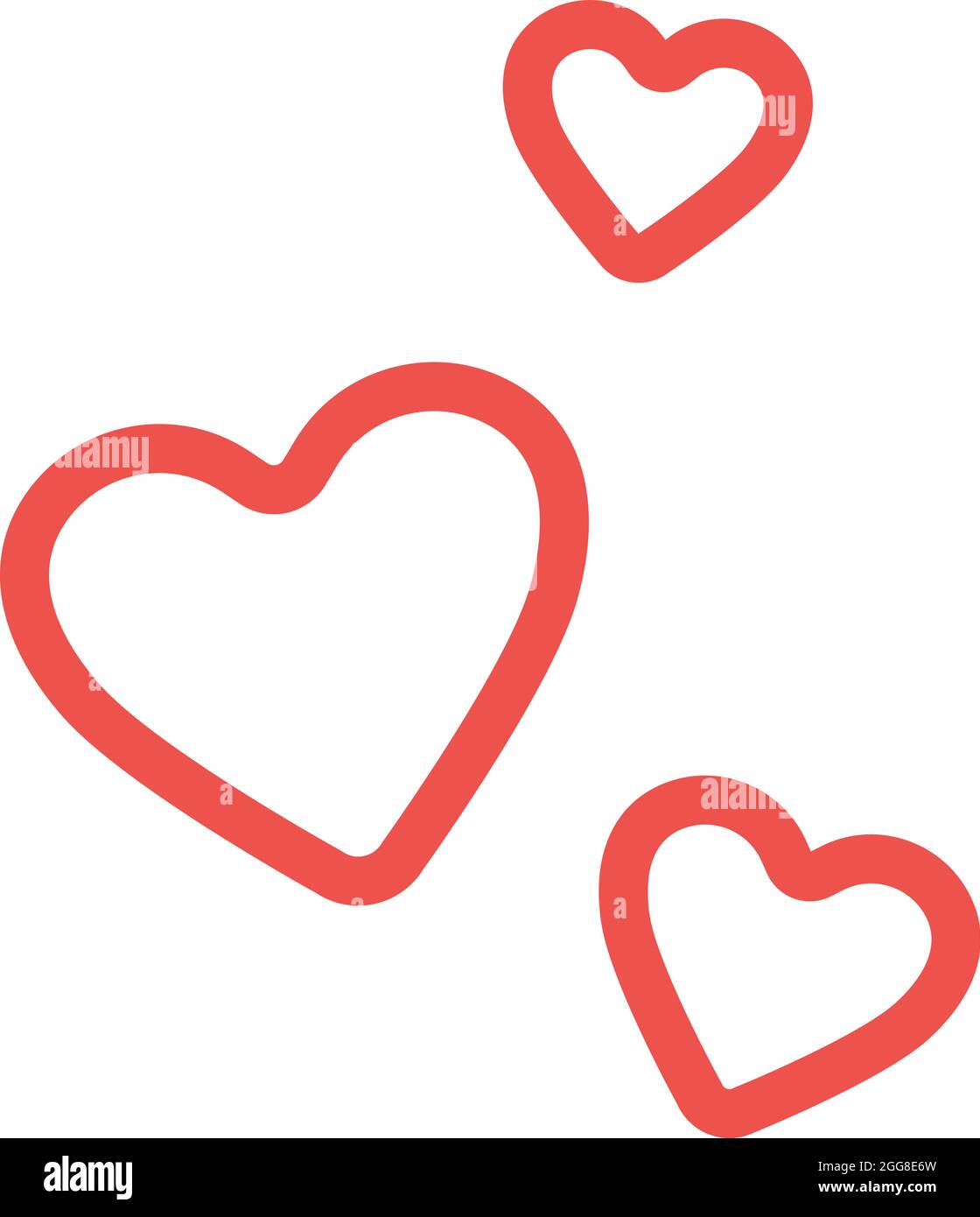 Three floating hearts, illustration, vector on a white background Stock