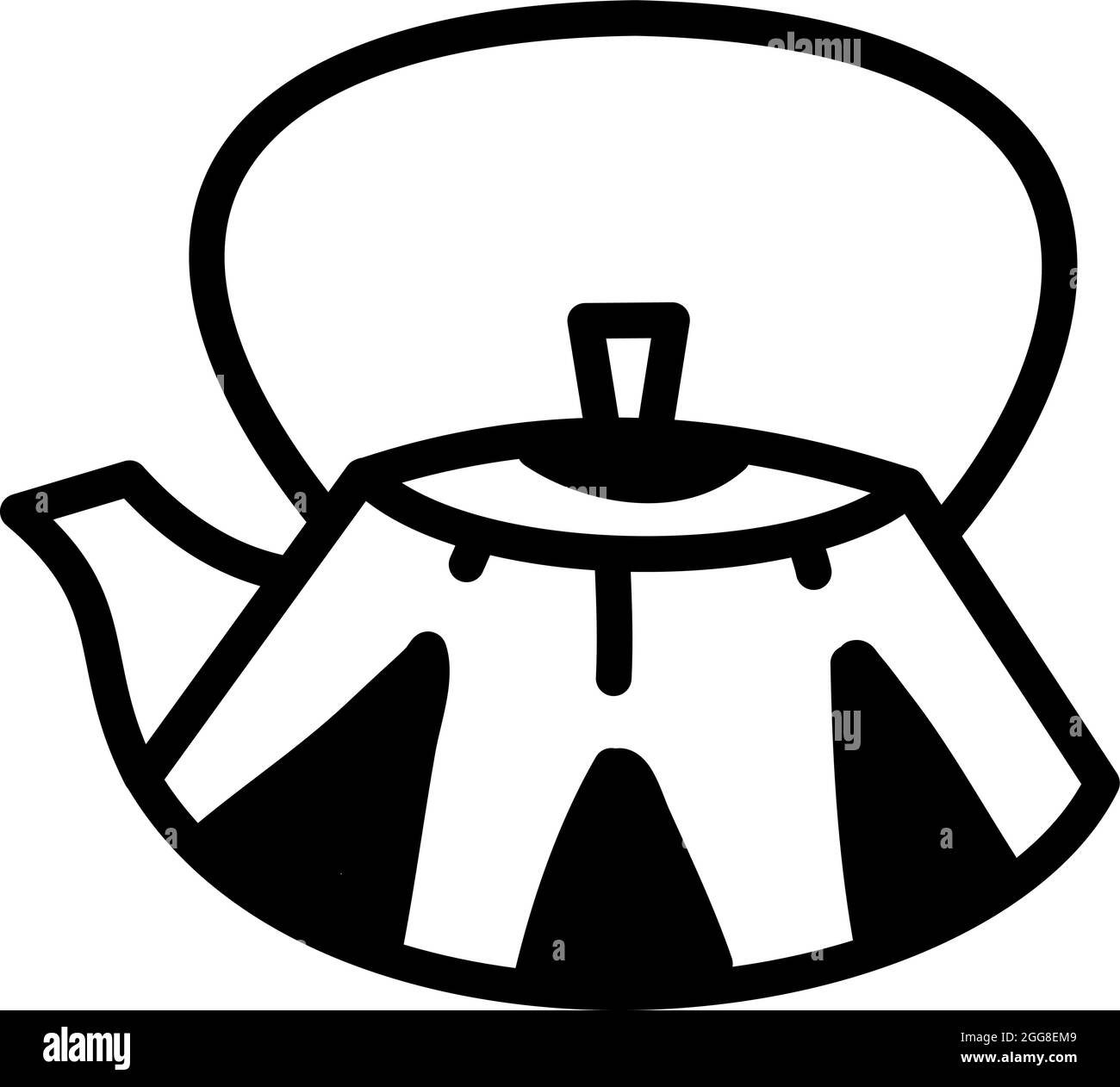 Tea kettle with handle, illustration, vector on a white background
