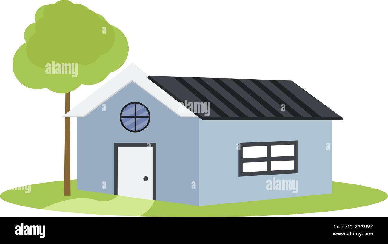 Blue home, illustration, vector on a white background. Stock Vector