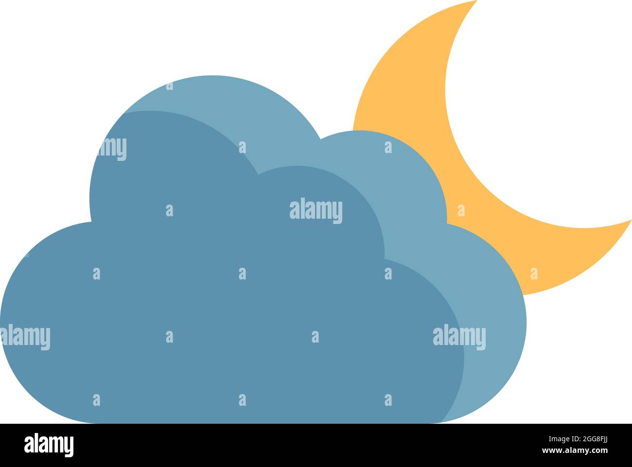 Moon with cloud, illustration, vector on a white background Stock ...