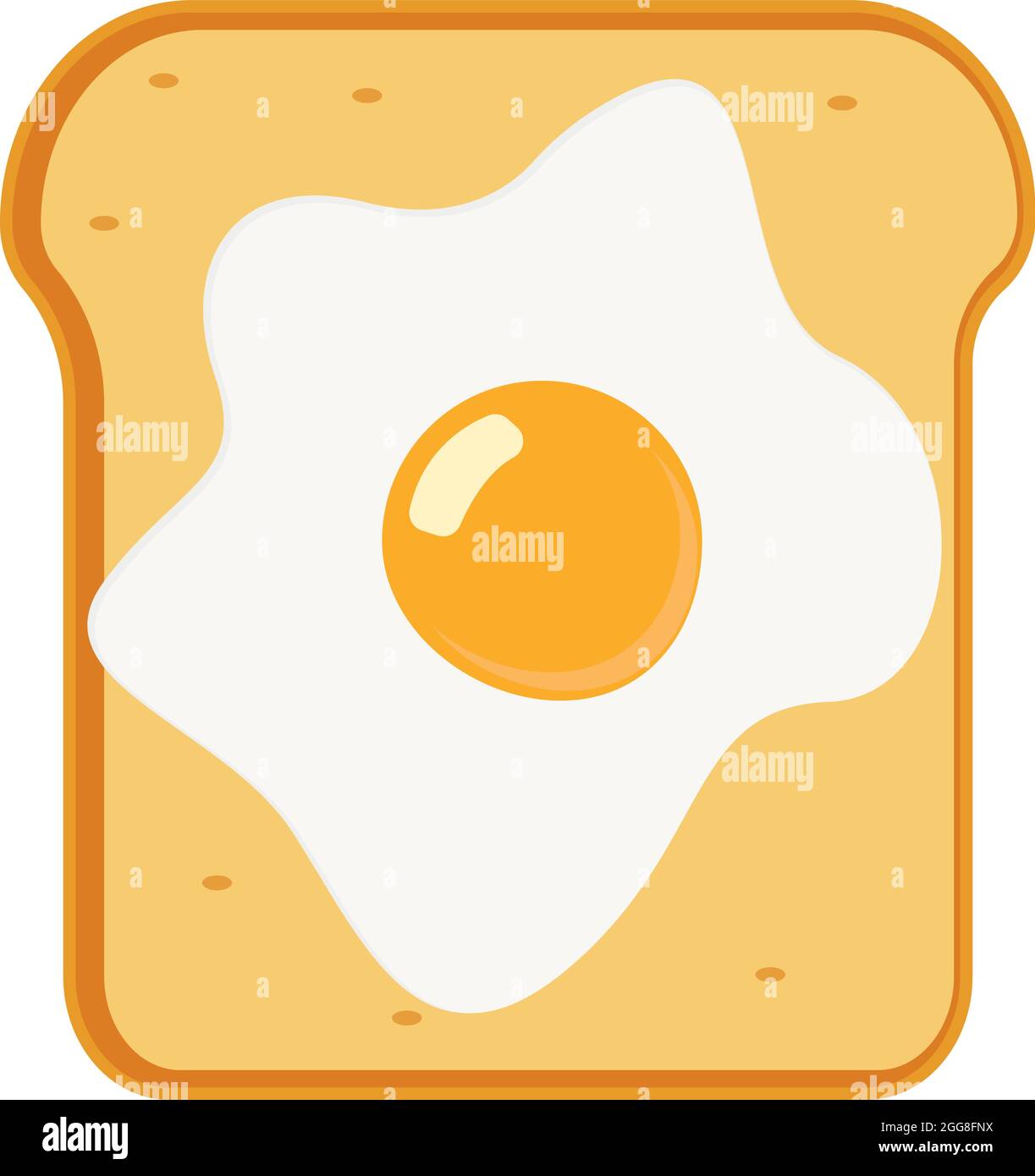 Toast with fried egg, illustration, vector on a white background Stock Vector