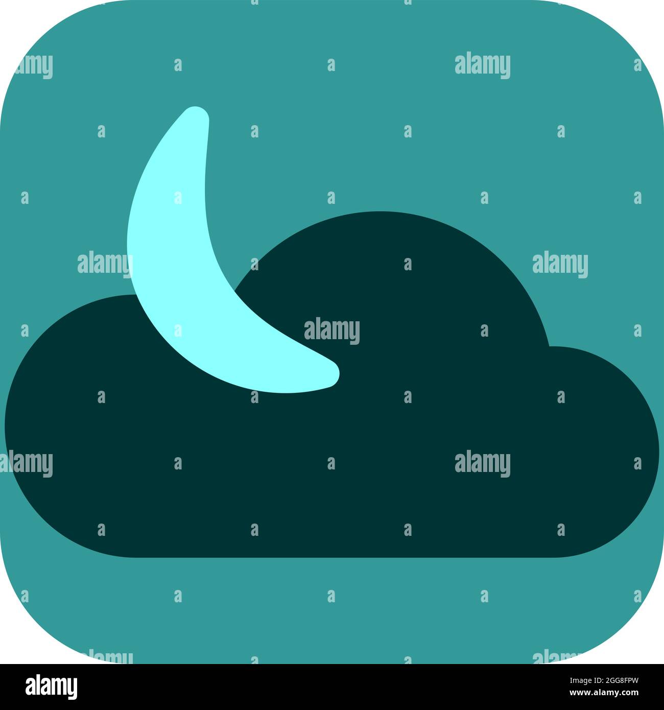 Cloud with young moon symbol, illustration, vector on a white ...
