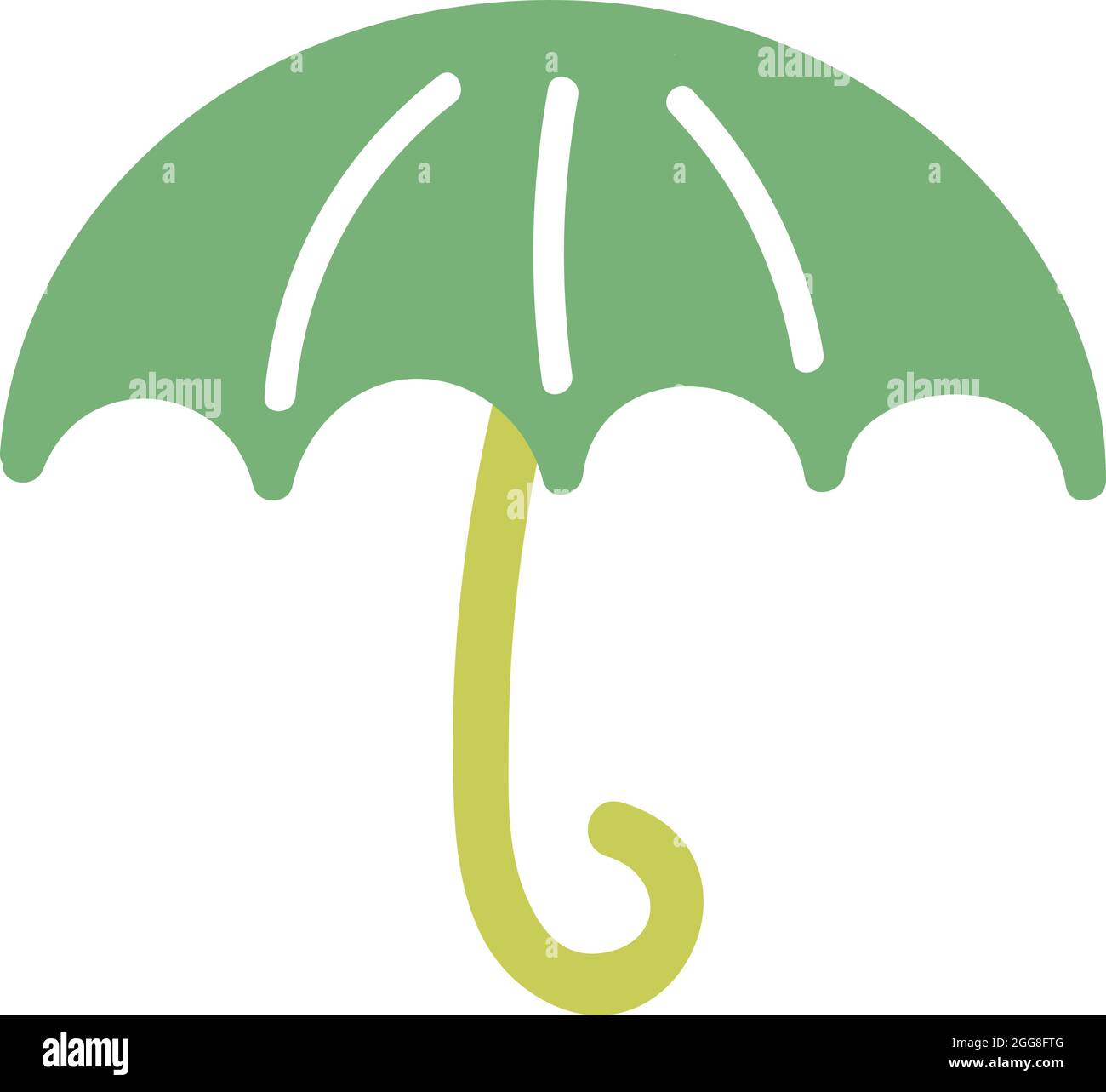 Green umbrella with white stripes, illustration, vector on a white ...