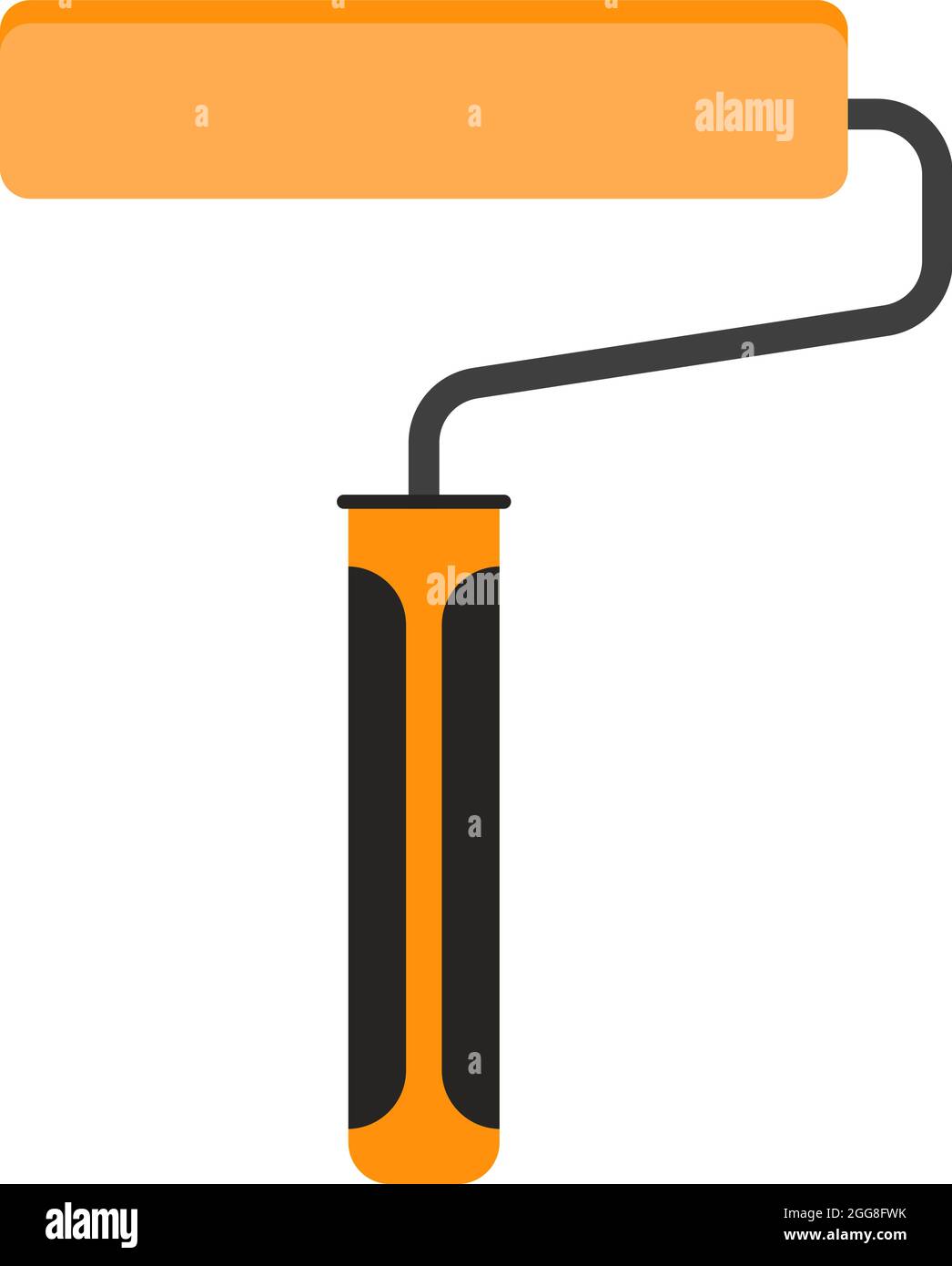 Orange paint roller, illustration, vector on a white background. Stock Vector