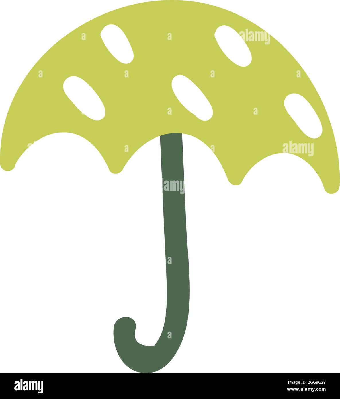 Bright green umbrella with white lines, illustration, vector on a white