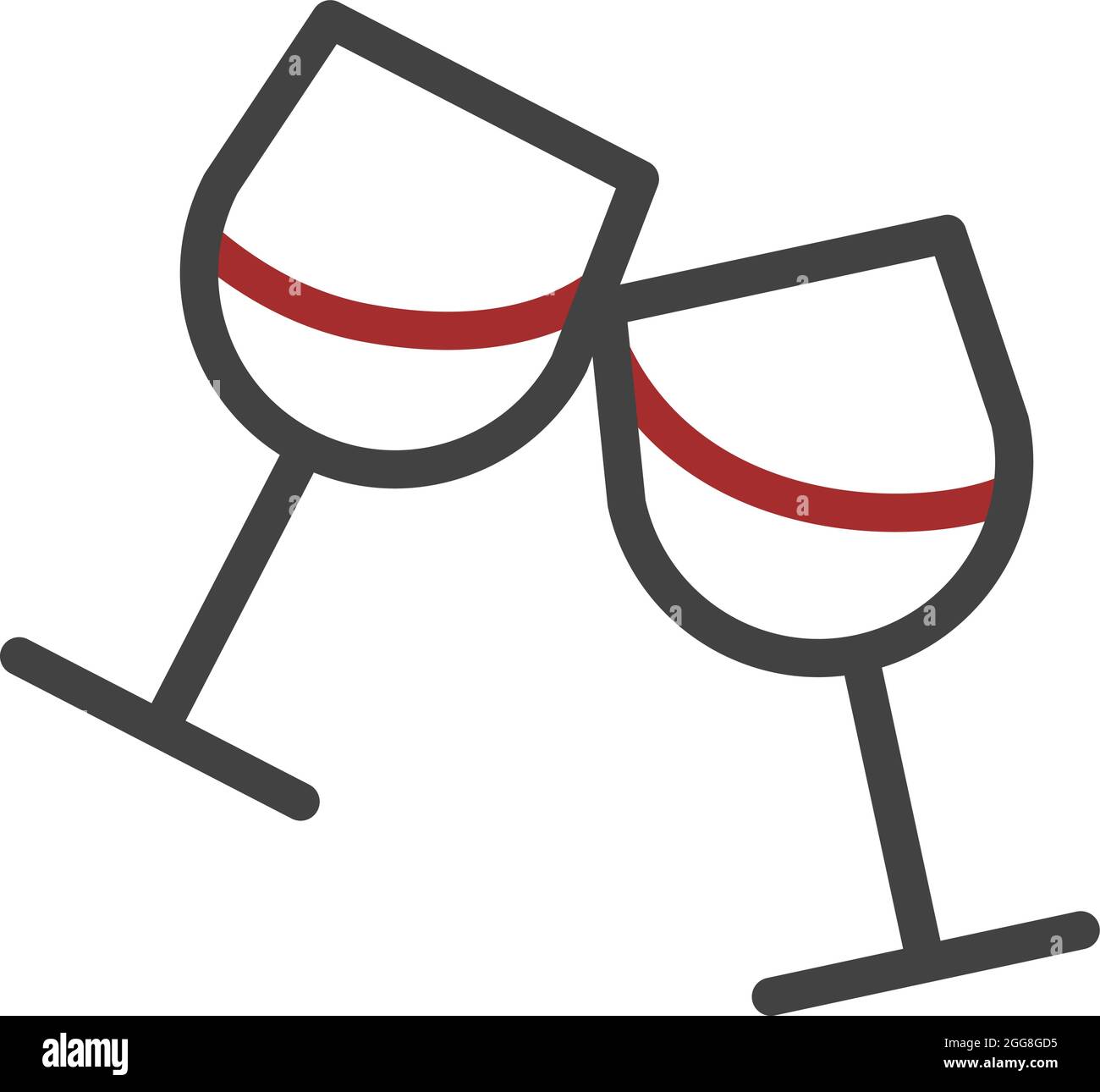 Two wine glasses, illustration, vector on a white background. Stock Vector