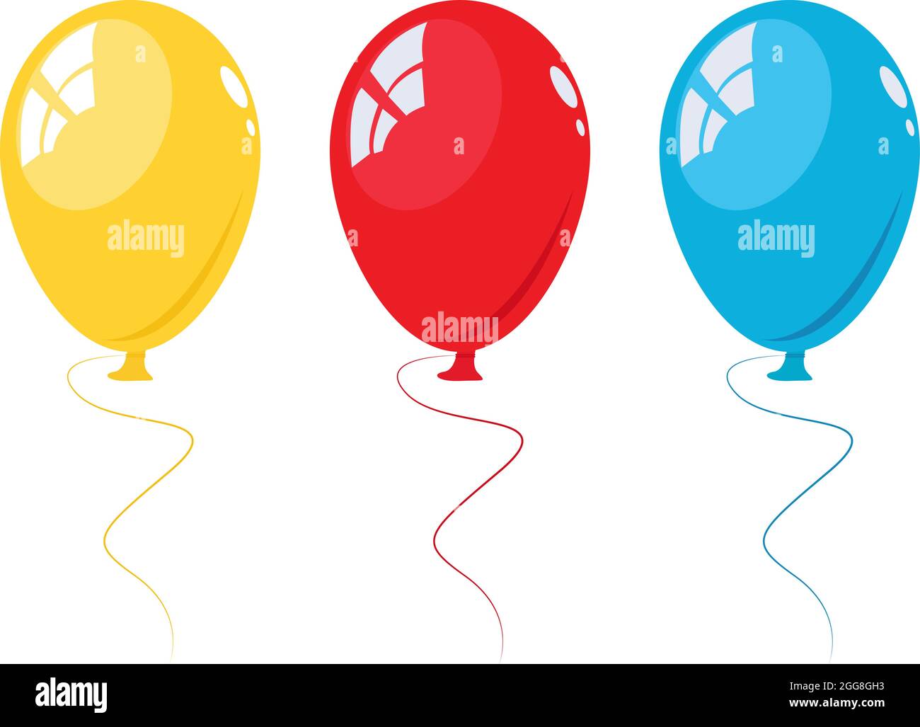 Three colorful balloons, illustration, vector on a white background ...
